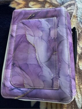Purple Marble Zip Pouch Bag - Unbranded